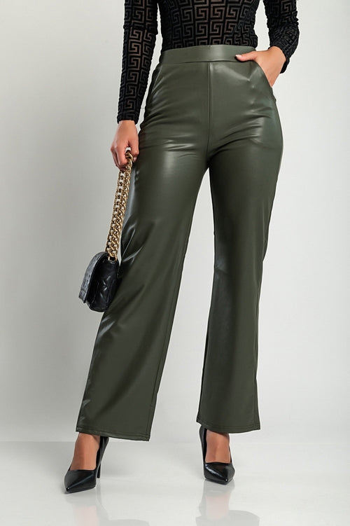 Olive Faux leather pant