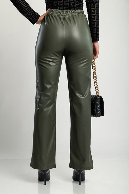 Olive Faux leather pant