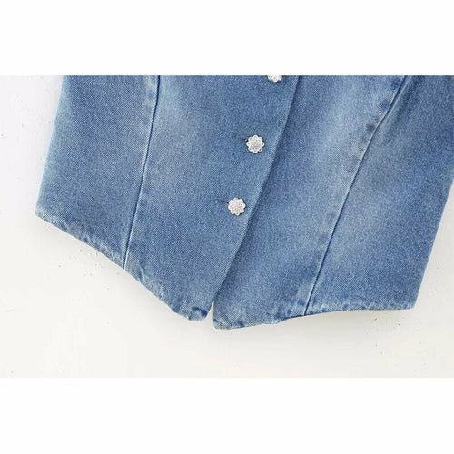 Strapless Denim Corset Crop Top